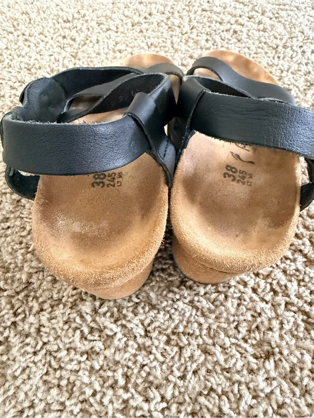 Birkenstock Papillio Black Leather Wedges